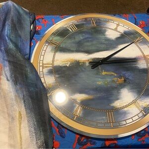 Wayfair Curtains And Wall Clock To Match And A Canvas Painting (Blue Theme)